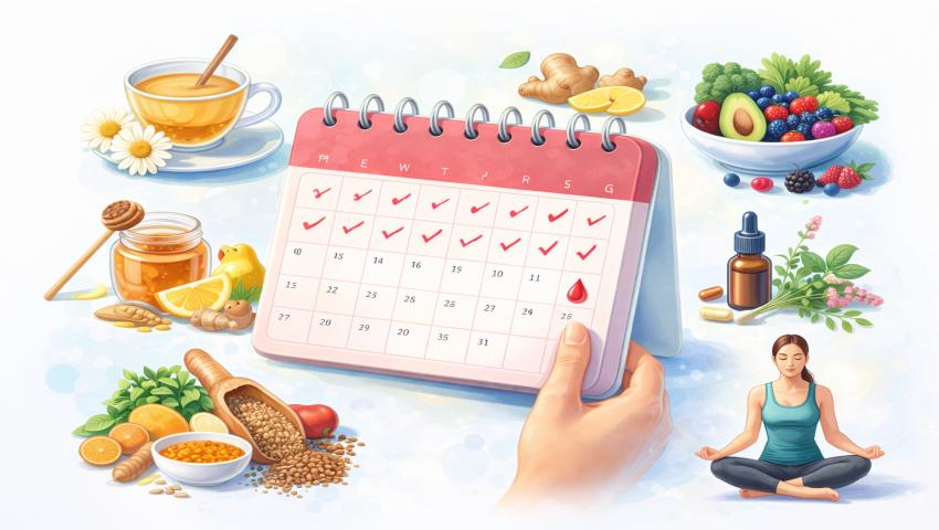 Home remedies like ginger tea and turmeric for regulating menstrual cycles naturally